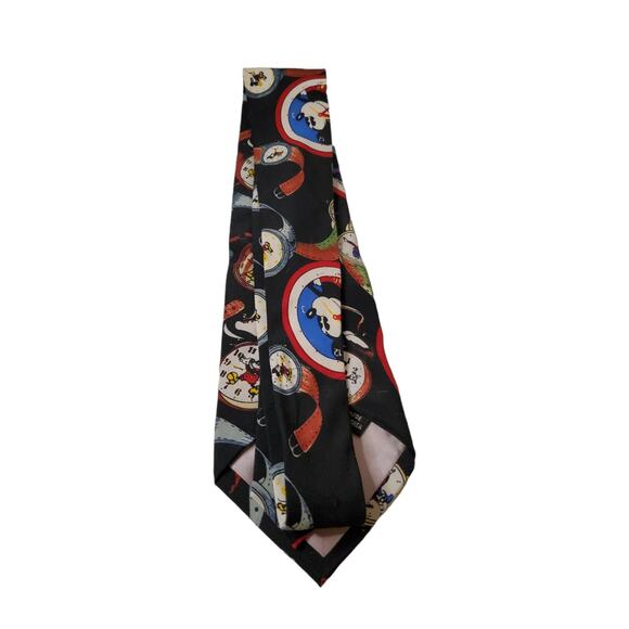 Balancine The Tie Works Disney Mickey Tie 100% Silk Watches Clocks Korea 54" - Picture 2 of 5